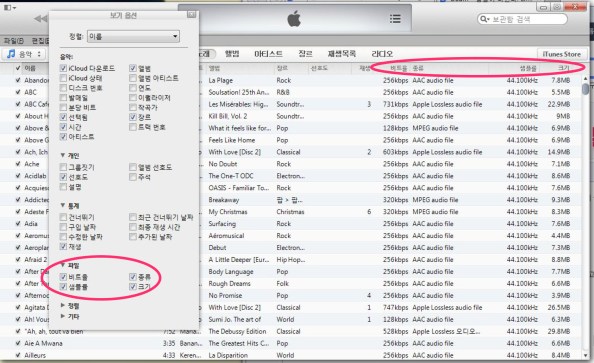 아이튠즈에서 음원의 음질을 확인하는 방법