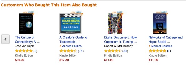 Spreadable Media를 구매한 고객들이 구매한 책들: 이러한 목록을 따라다니면 도서관에서 책을 찾는 기쁨을 느낀다