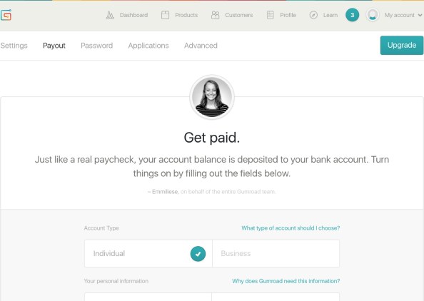검로드에 로그인 후 Setting - Payout 메뉴에서 페이팔 계정을 등록하면 됩니다.
